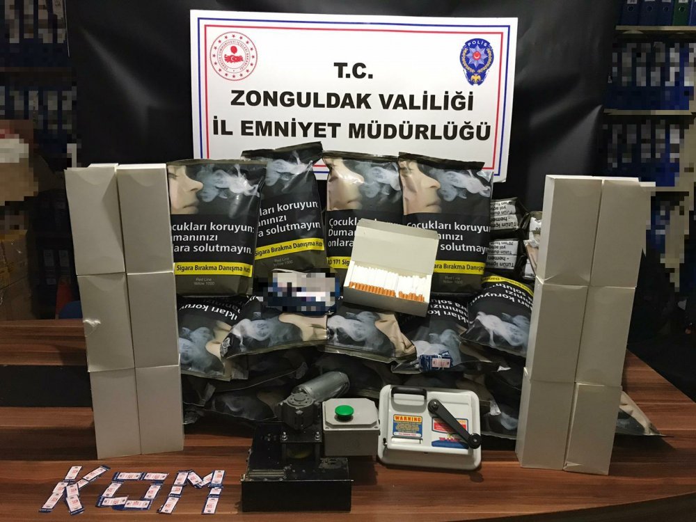 Ereğli’de kaçak tütün ve makaron ele geçirildi