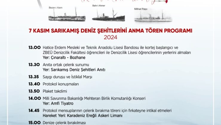 7 Kasım Sarıkamış Deniz Şehitleri Anma Töreni Programı Belli Oldu