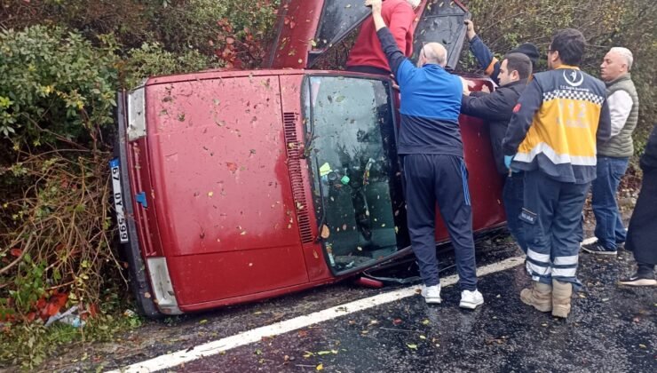 İncivez Köyü Yolunda Otomobil Takla Attı: 3 Yaralı