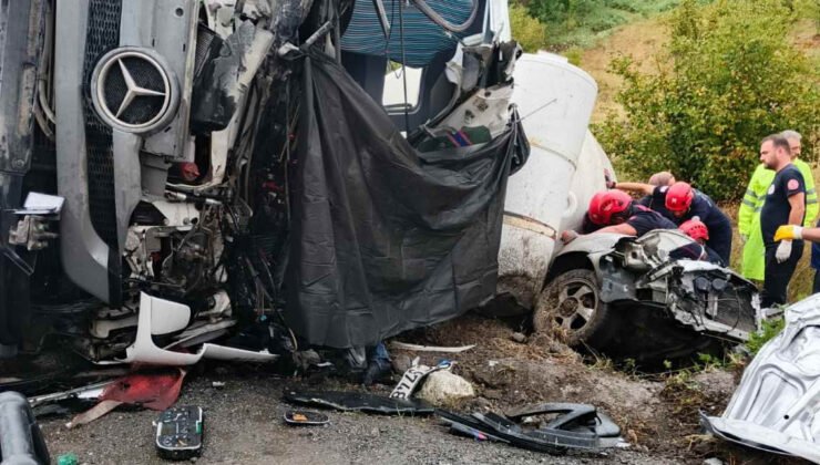 Kontrolden çıkan beton mikseri devrildi: 1 ölü, 1 yaralı