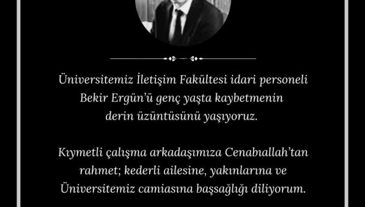 Rektör Özölçer’den üniversite personeli için taziye mesajı