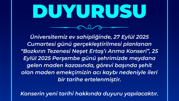 BEUN’deki Neşet Ertaş’ı Anma Konseri ertelendi