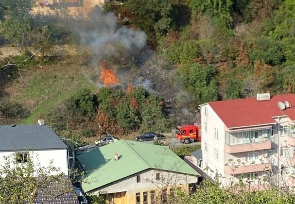 Karadeniz Ereğli’de çalılık alanda yangın