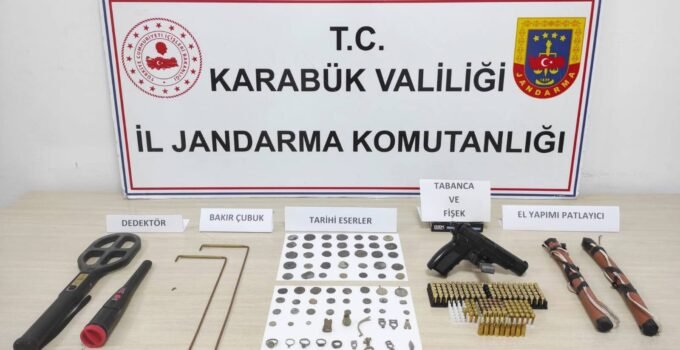 Karabük’te tarihi eser operasyonu: Antik heykel, sikkeler ve patlayıcı ele geçirildi