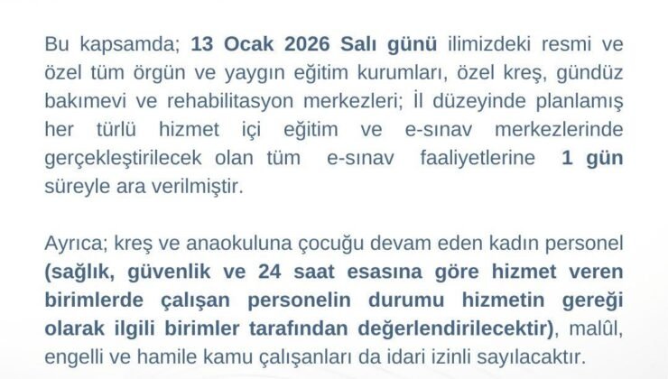 Zonguldak’ta okullar 1 gün tatil edildi