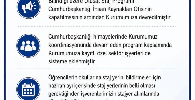 Özel sektör işverenlerine ulusal staj programı uyarısı