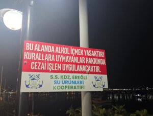 Karadeniz Ereğli Limanı’na alkol yasağı tabelaları yerleştirildi