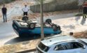 Zonguldak’ta kontrolden çıkan otomobil ağaca çarpıp ters döndü