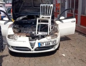 Devrek’te yanan otomobil itfaiyenin erken müdahalesiyle kurtarıldı