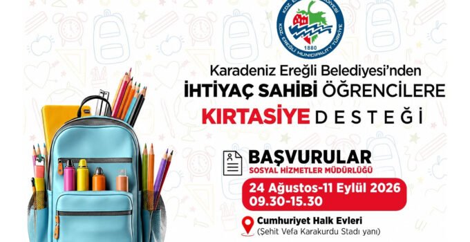 Kdz. Ereğli Belediyesi’nden yeni eğitim öğretim yılında öğrencilere kırtasiye desteği
