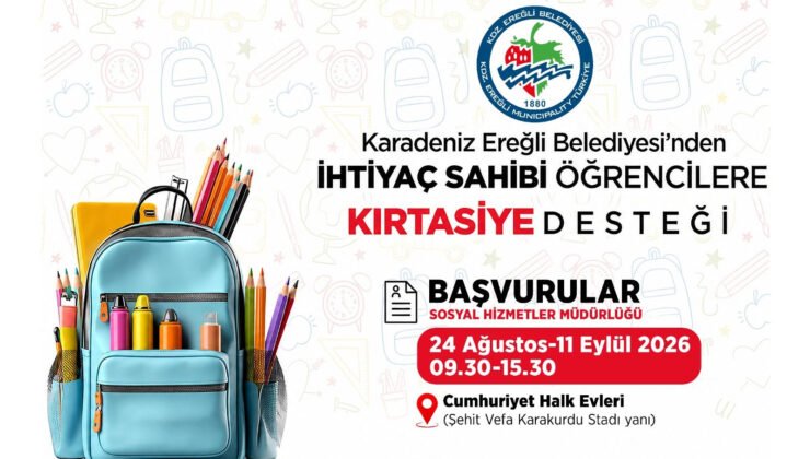 Kdz. Ereğli Belediyesi’nden yeni eğitim öğretim yılında öğrencilere kırtasiye desteği