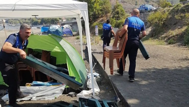 Merve Altı Plajı’nda Çadır Ve Baraka İşgalleri Kaldırıldı