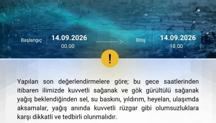 Zonguldak Valiliği’nden kuvvetli sağanak yağış uyarısı