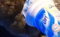 Kafasına ayran kabı sıkışan kedi, yardım için itfaiyeye gitti.
