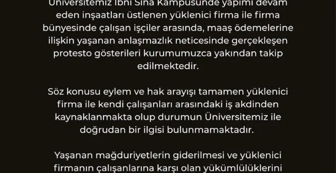ZBEÜ’den işçi eylemi açıklaması: “Üniversitemiz ile doğrudan bir ilgisi yoktur”