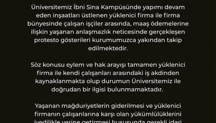 ZBEÜ’den işçi eylemi açıklaması: “Üniversitemiz ile doğrudan bir ilgisi yoktur”